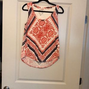 Lucky Brand orange and navy print tank
